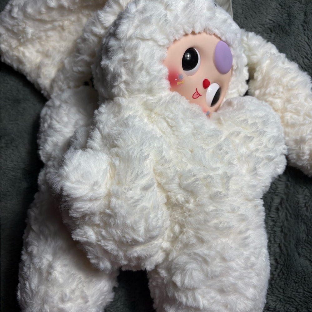 Baby Three Hugging Baby Backpack 400% Plush (White Bunny)